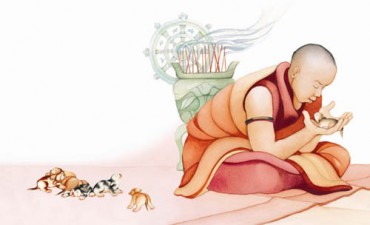 Scene from Samsara Dog: Story by Helen Manos; illustrations by Julie Vivas
